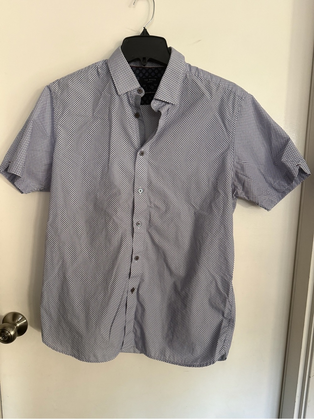 Ted Baker Men's Short-Sleeve Button-Down Shirt - Light Blue Microprint
